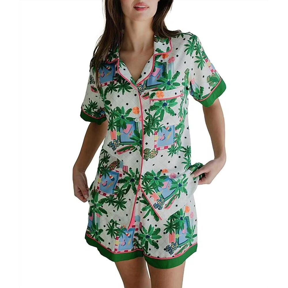 NEW KATIE KIME swim club pajama shorts set in multi